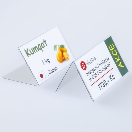Ständer aus transparentem Kunststoff zum Einlegen eines Etiketts mit Preisschild - Typ PVC-S3.